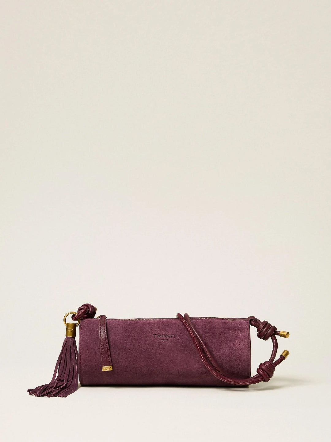 Twinset Borsa Baguette in camoscio Rosso Bordeaux