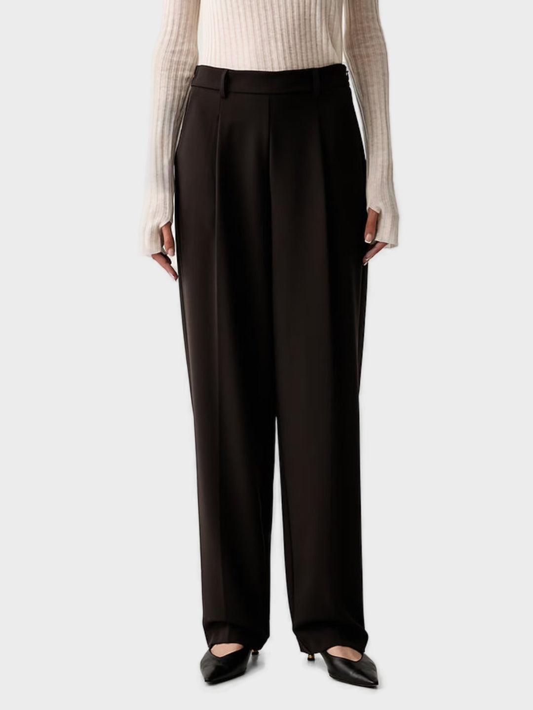 Twinset Pantaloni a vita alta Marrone Deep Brown