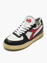 Sneaker Bassa Mi Basket Row Cut Col. White/Black/Red Unisex