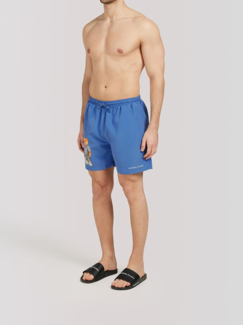 Costume Mare Boxer Uomo in Nylon con Stampa Filou LXXVIII Blue Lagoon