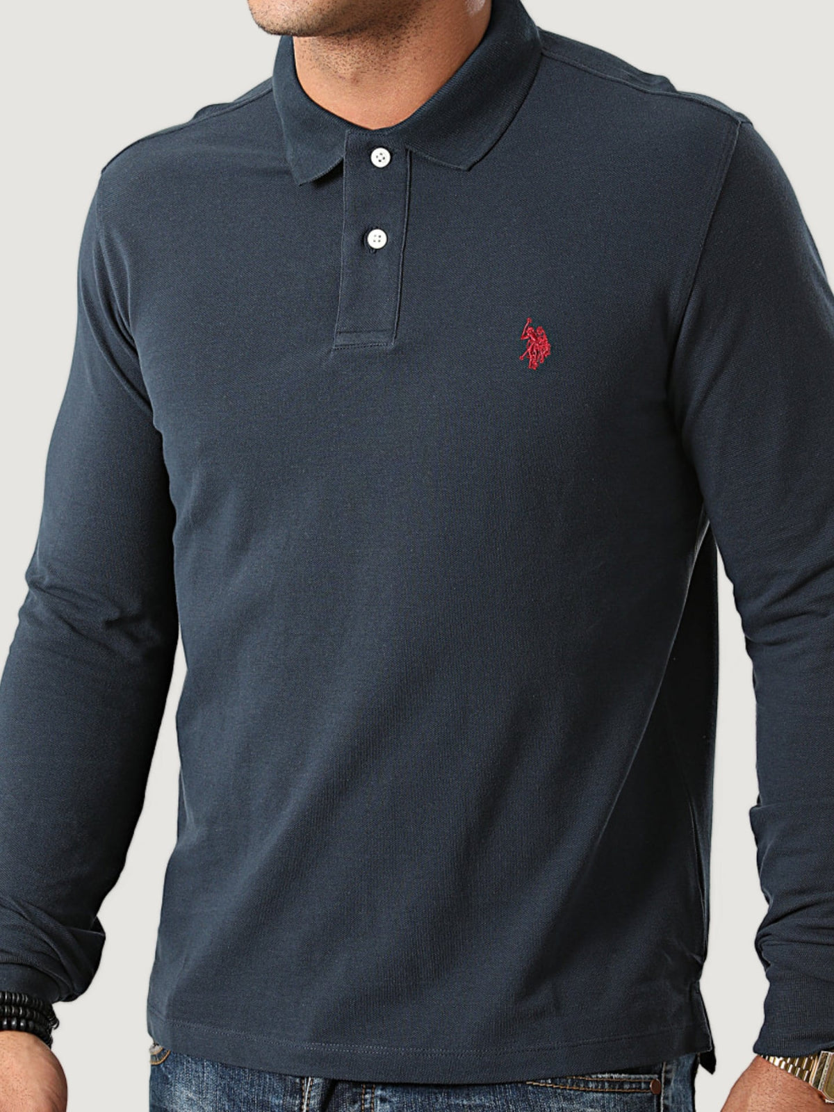 Us Polo ASSN Polo manica lunga MUST in cotone Blu