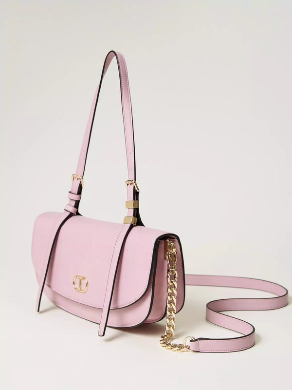 Borsa a tracolla con patta e Oval T Rosa Prism Pink