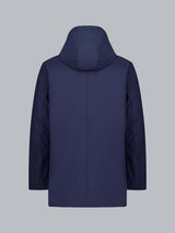 Giacca In Softshell Blu Con Cappuccio Fisso Herdo