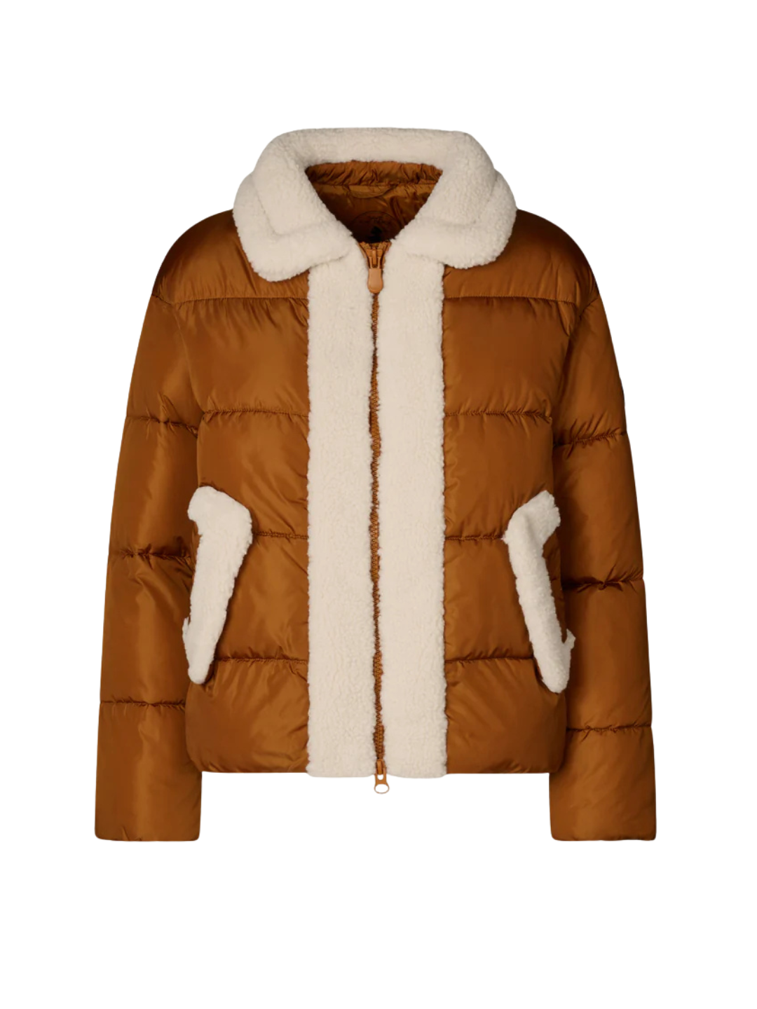 Giubbotto con Collo Pelliccia Honey Caramel Brown