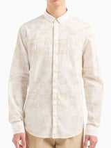 Armani Exchange Camicia in popeline di cotone fantasia Bianco