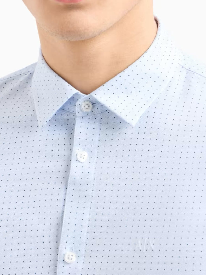 Armani Exchange Camicia in tessuto Jaquard Celeste