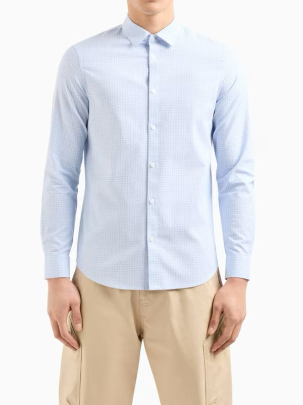 Armani Exchange Camicia in tessuto Jaquard Celeste