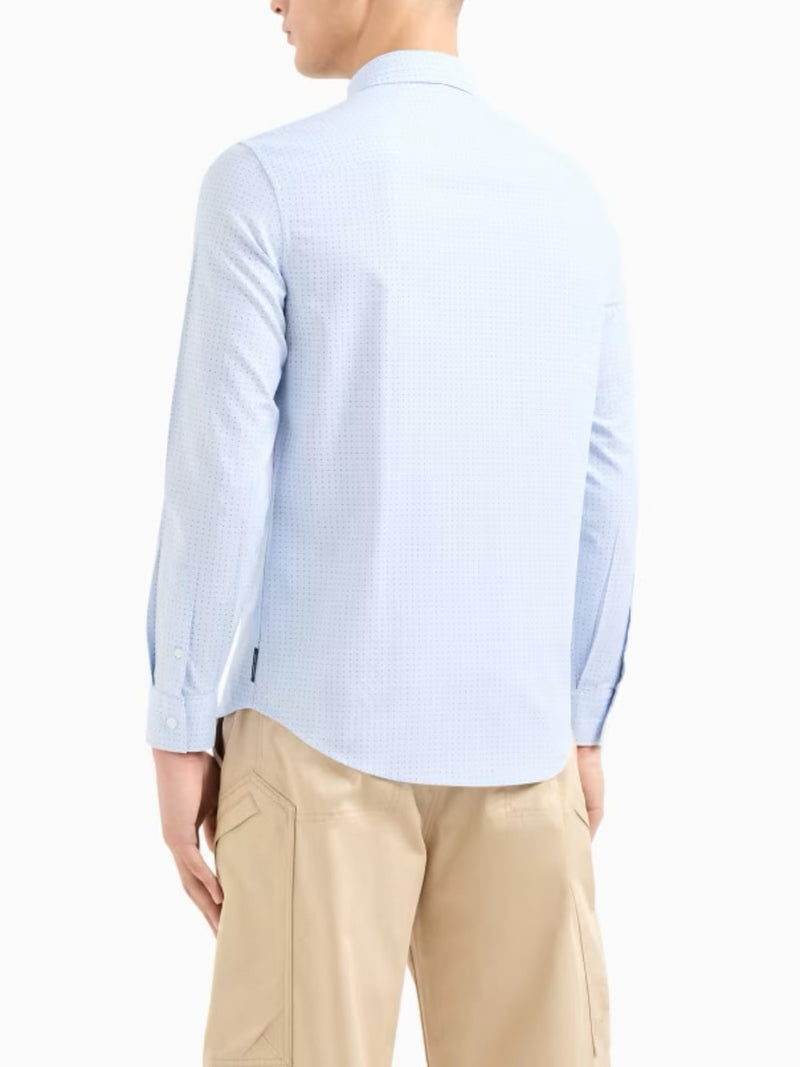 Armani Exchange Camicia in tessuto Jaquard Celeste