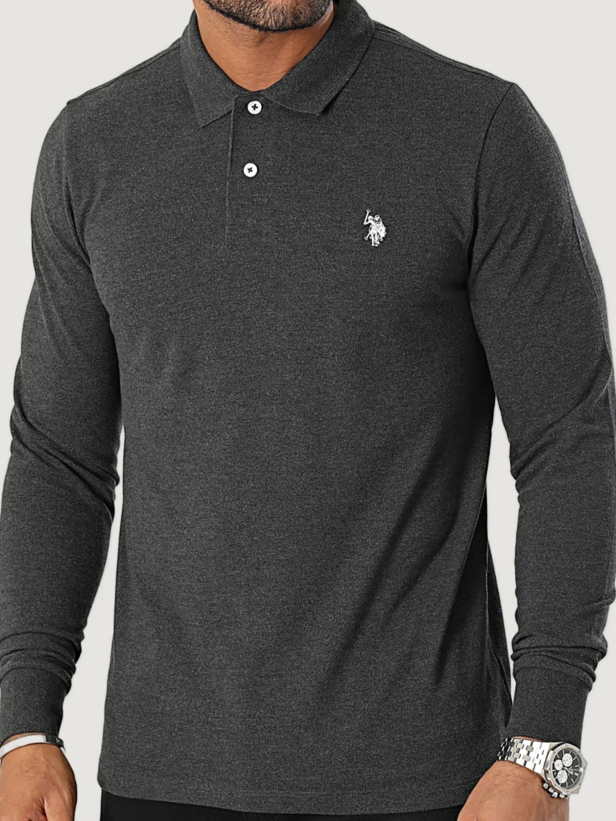 Us Polo ASSN Polo manica lunga MUST in cotone Grigio