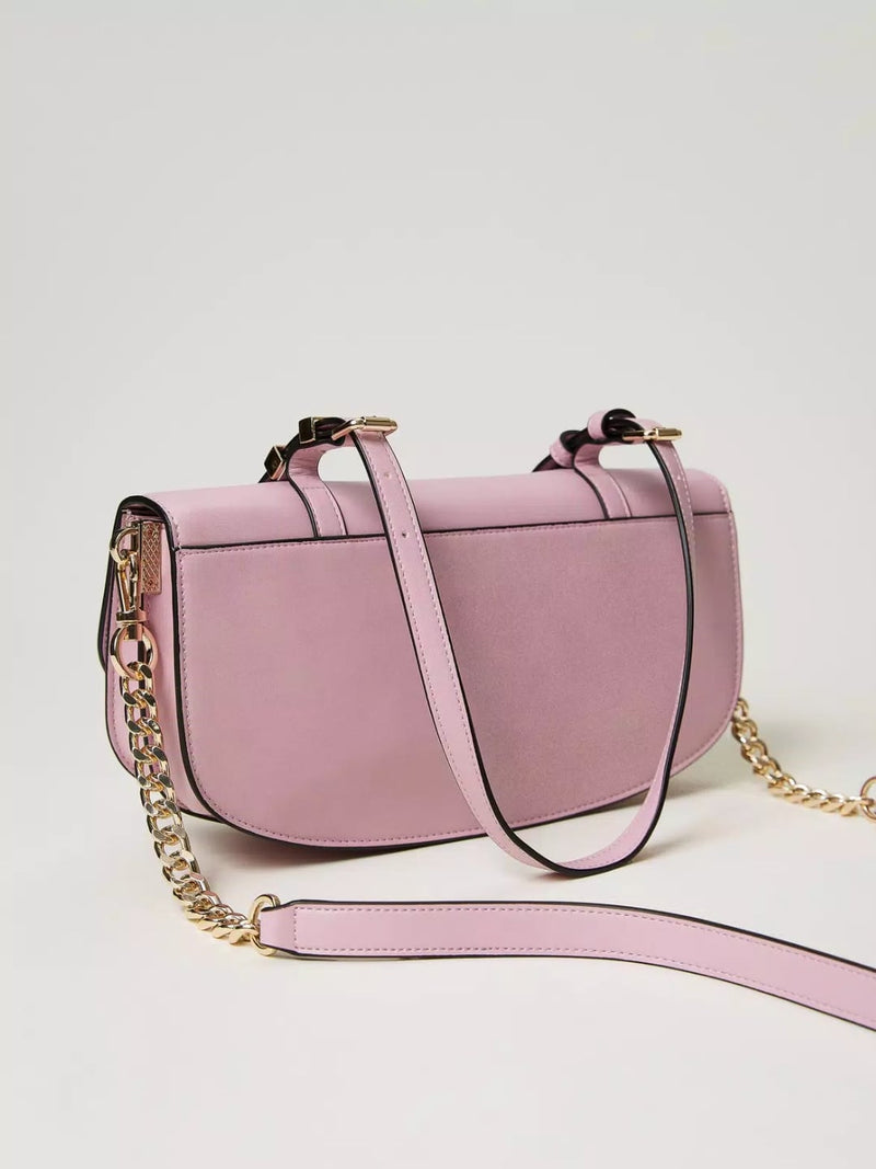 Borsa a tracolla con patta e Oval T Rosa Prism Pink