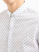 Armani Exchange Camicia in Popeline di Cotone Fantasia Rombi Bianco