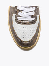Sneaker Bassa Mi Basket Row Cut Metal Pigskin Used White Fucsia Red