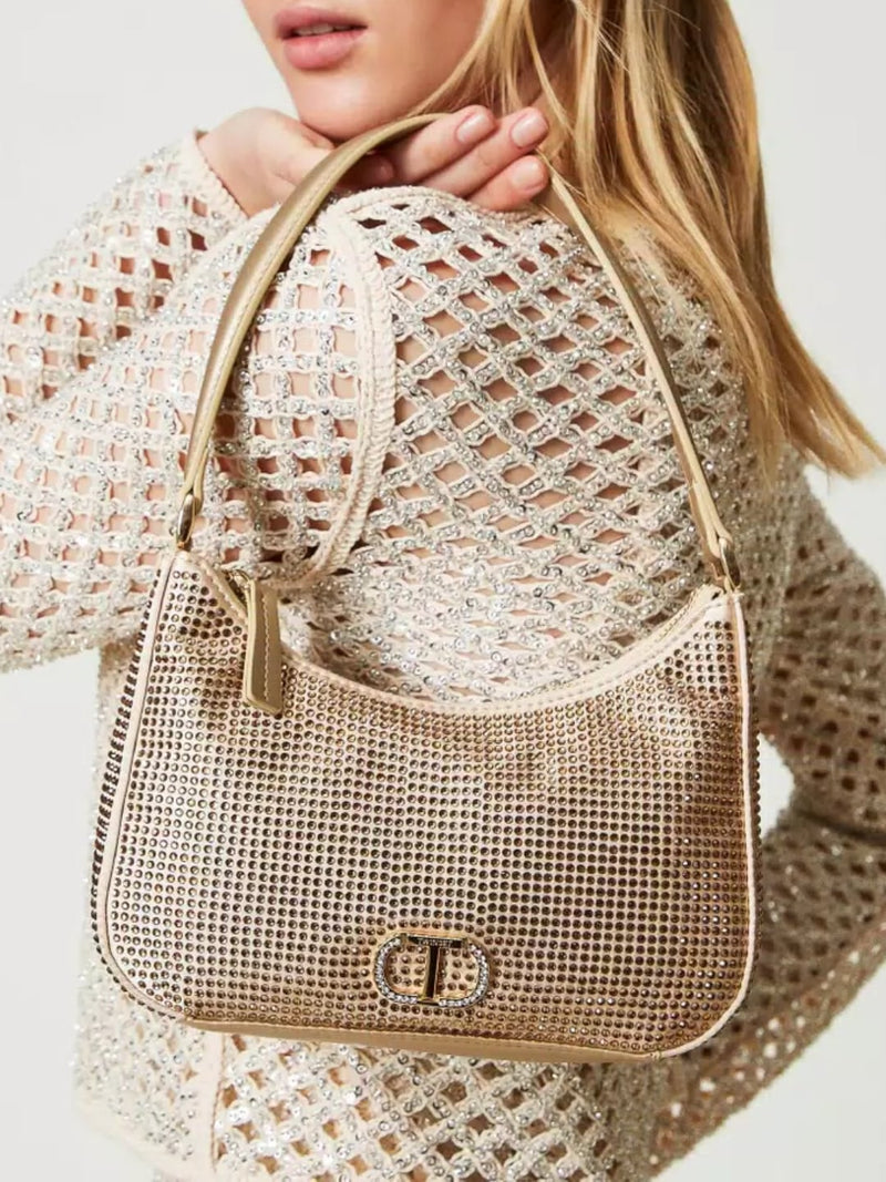 Borsa hobo Moon party con strass Oro "Golden Precious"