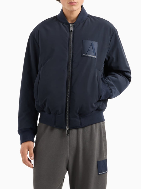 Armani Exchange Giubbino Bomber In Nylon Riciclato Asv Blu