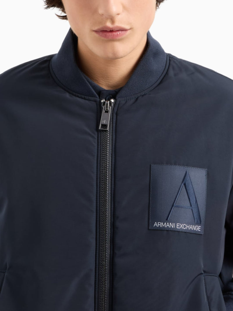 Armani Exchange Giubbino Bomber In Nylon Riciclato Asv Blu