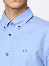 Armani Exchange Camicia in tessuto punta a spillo Celeste