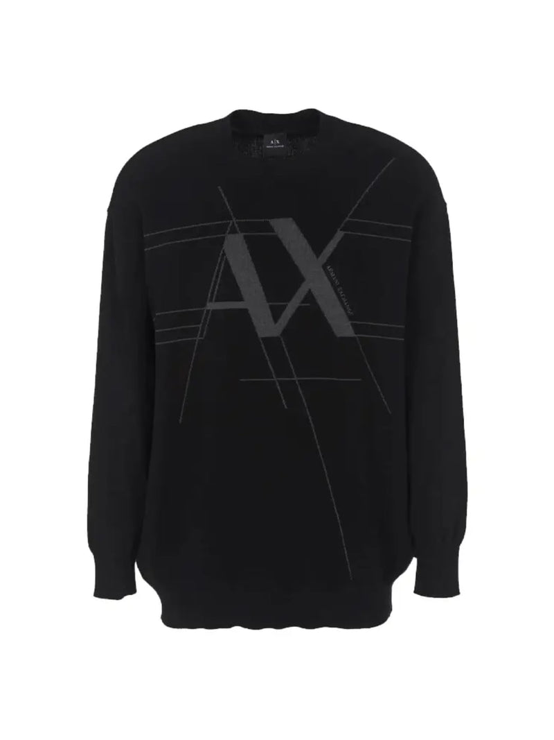 Armani Exchange Pullover Logato In Cotone Nero