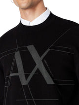 Armani Exchange Pullover Logato In Cotone Nero