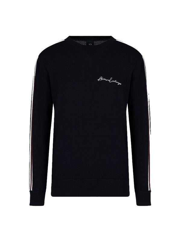 Armani Exchange Pullover girocollo con bande a contrasto Nero