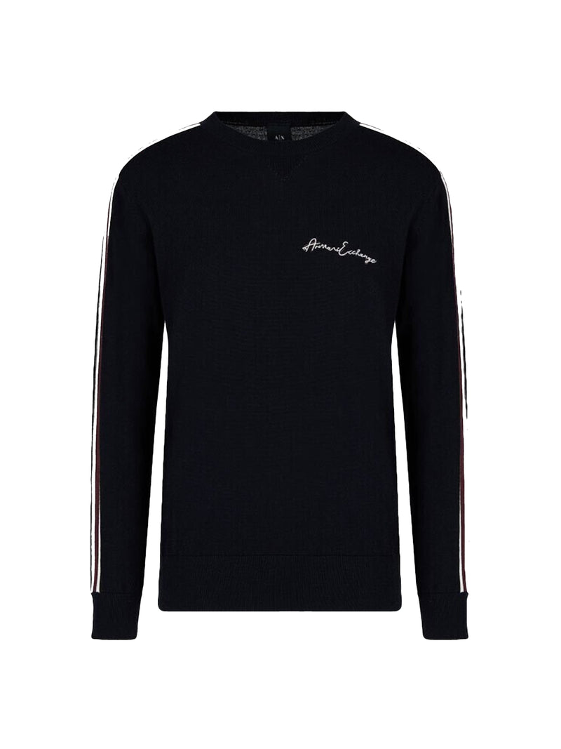 Armani Exchange Pullover girocollo con bande a contrasto Nero