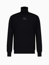 Armani Exchange Pullover dolcevita in misto lana logo patch sul petto Nero