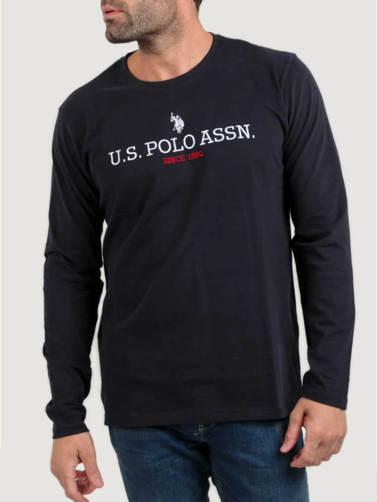 Us Polo Assn Maglia a Manica lunga con Logo Nero