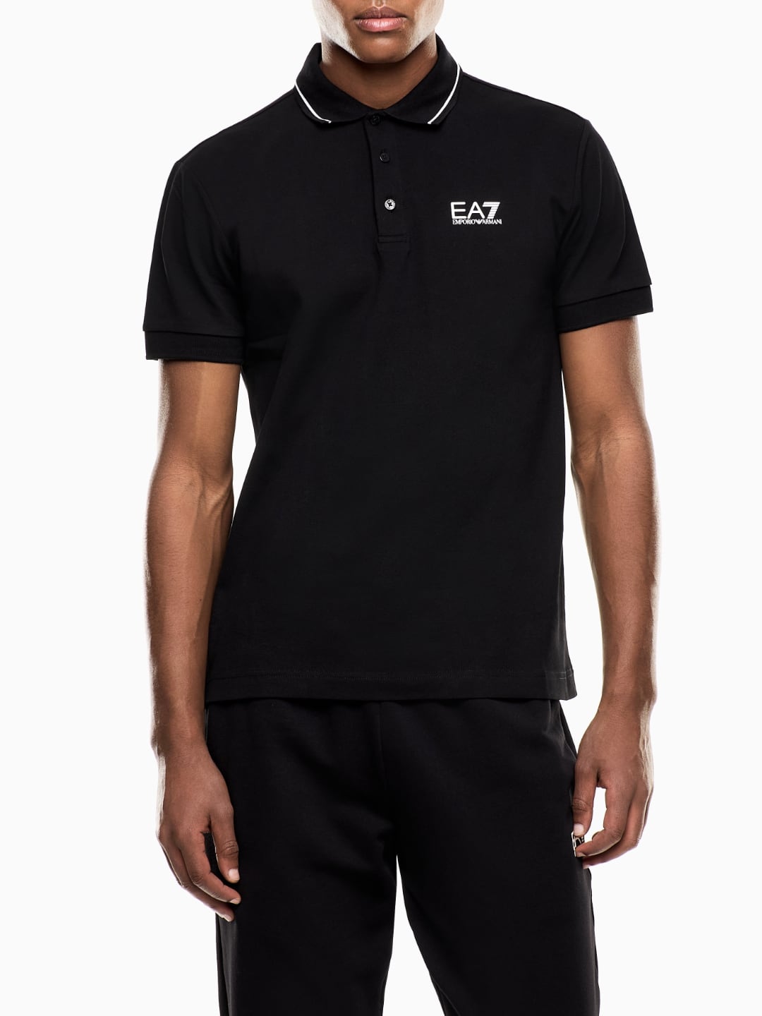 EA7 Emporio Armani Polo Core Identity In Piquet Di Cotone Stretch Nero
