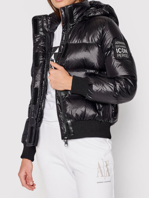 Armani Exchange Giubbino Bomber Imbottito Con Cappuccio Icon Project Nero