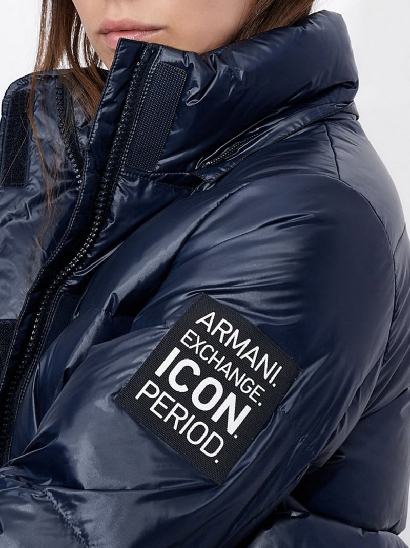 Armani Exchange Giubbino Bomber Imbottito Con Cappuccio Icon Project Blu