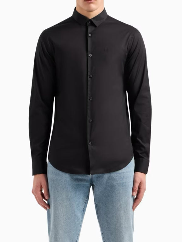 Armani Exchange Camicia in tessuto stretch Nero