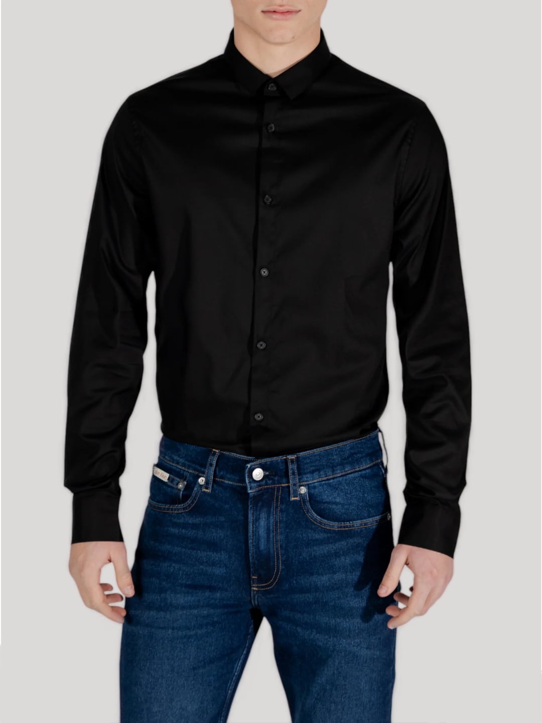 Armani Exchange Camicia misto lyocell Regular con Logo da Uomo Nero