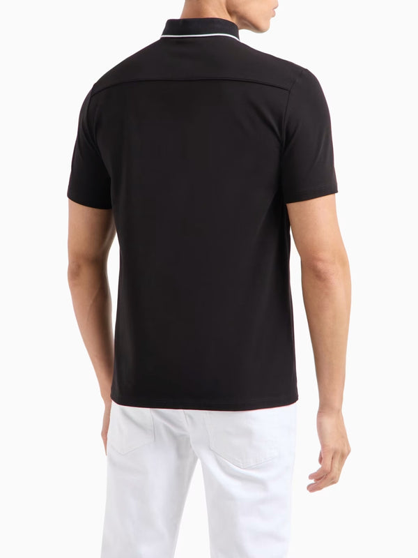 Armani Exchange Polo In Piquet Con Logo Nero