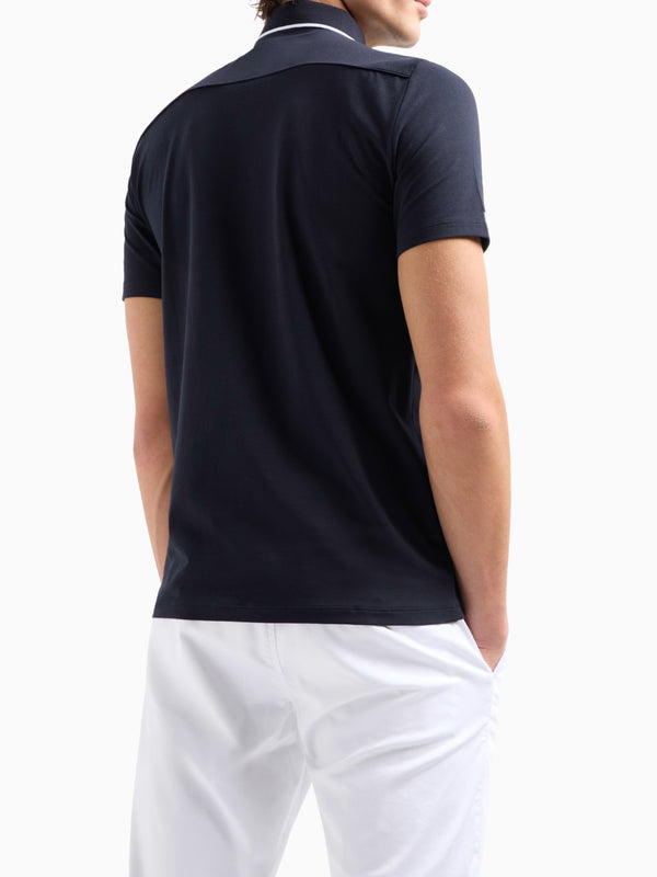 Armani Exchange Polo In Piquet Con Logo Blu Navy