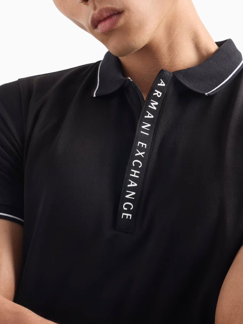 Armani Exchange Polo Con Logo A Contrasto Nero