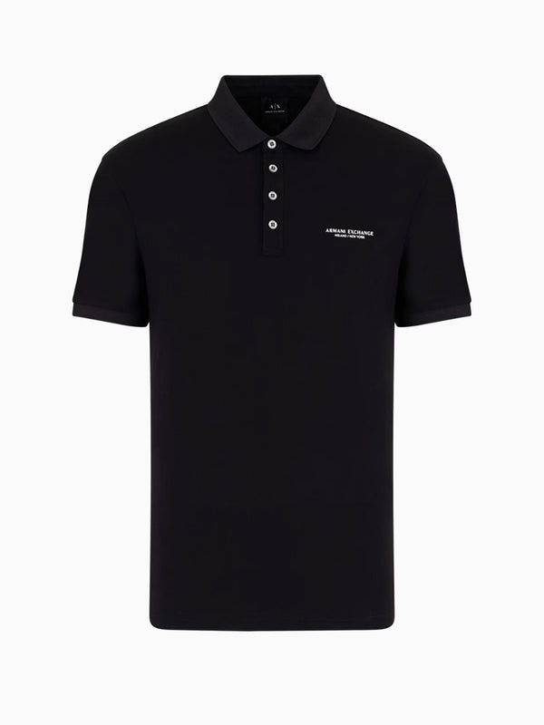 Armani Exchange Polo In Jersey Milano/new York Nero