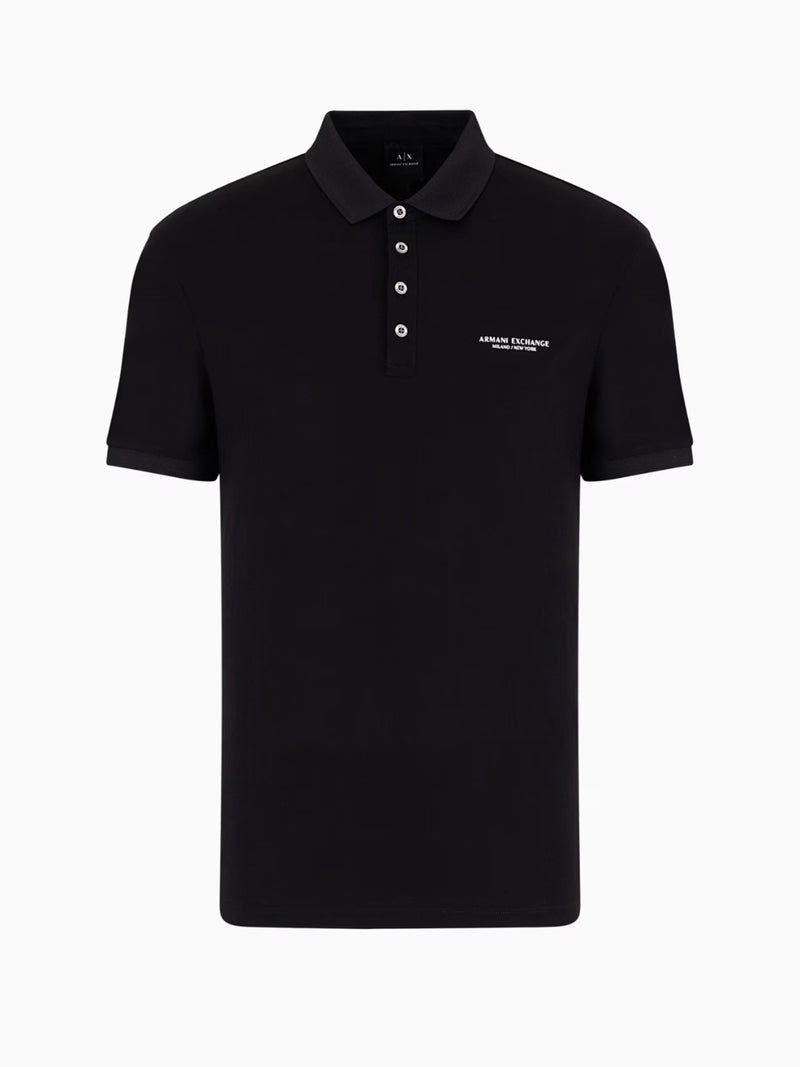 Armani Exchange Polo In Jersey Milano/new York Nero