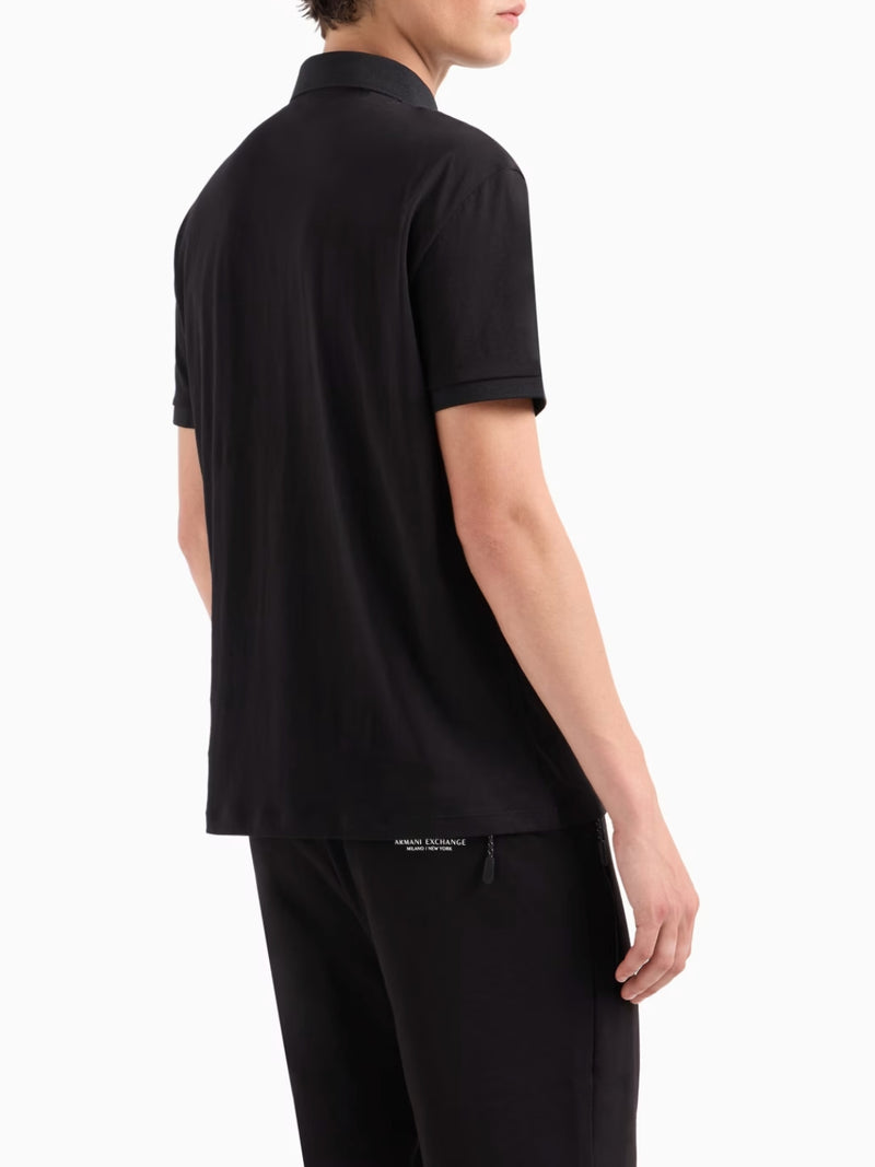 Armani Exchange Polo In Jersey Milano/new York Nero