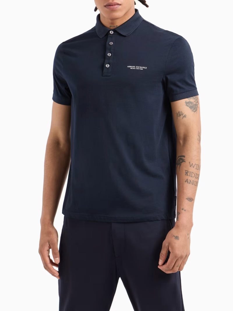 Armani Exchange Polo In Jersey Milano New York Blu Navy
