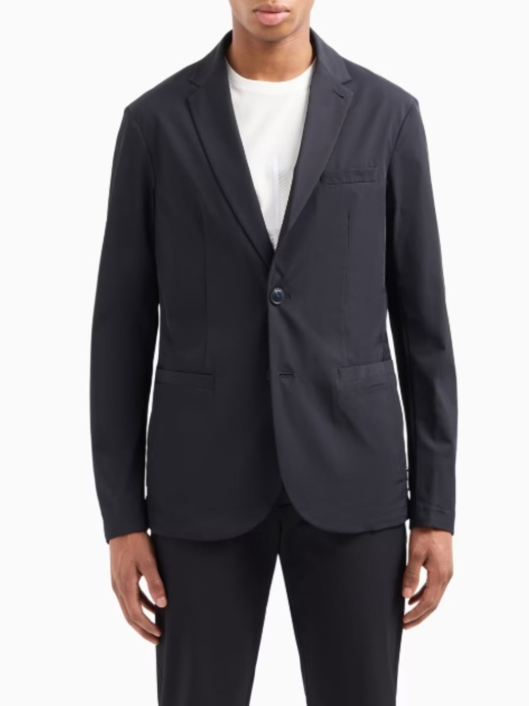 Armani Exchange Giacca monopetto in twill ultra stretch Deep Navy