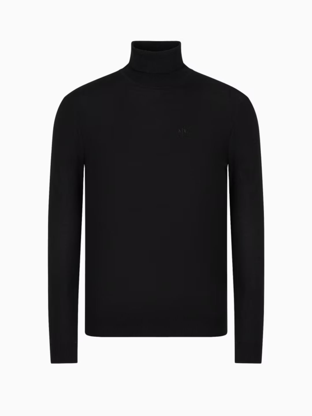 Armani Exchange Pullover dolcevita in misto lana logo lato cuore ricamato Nero