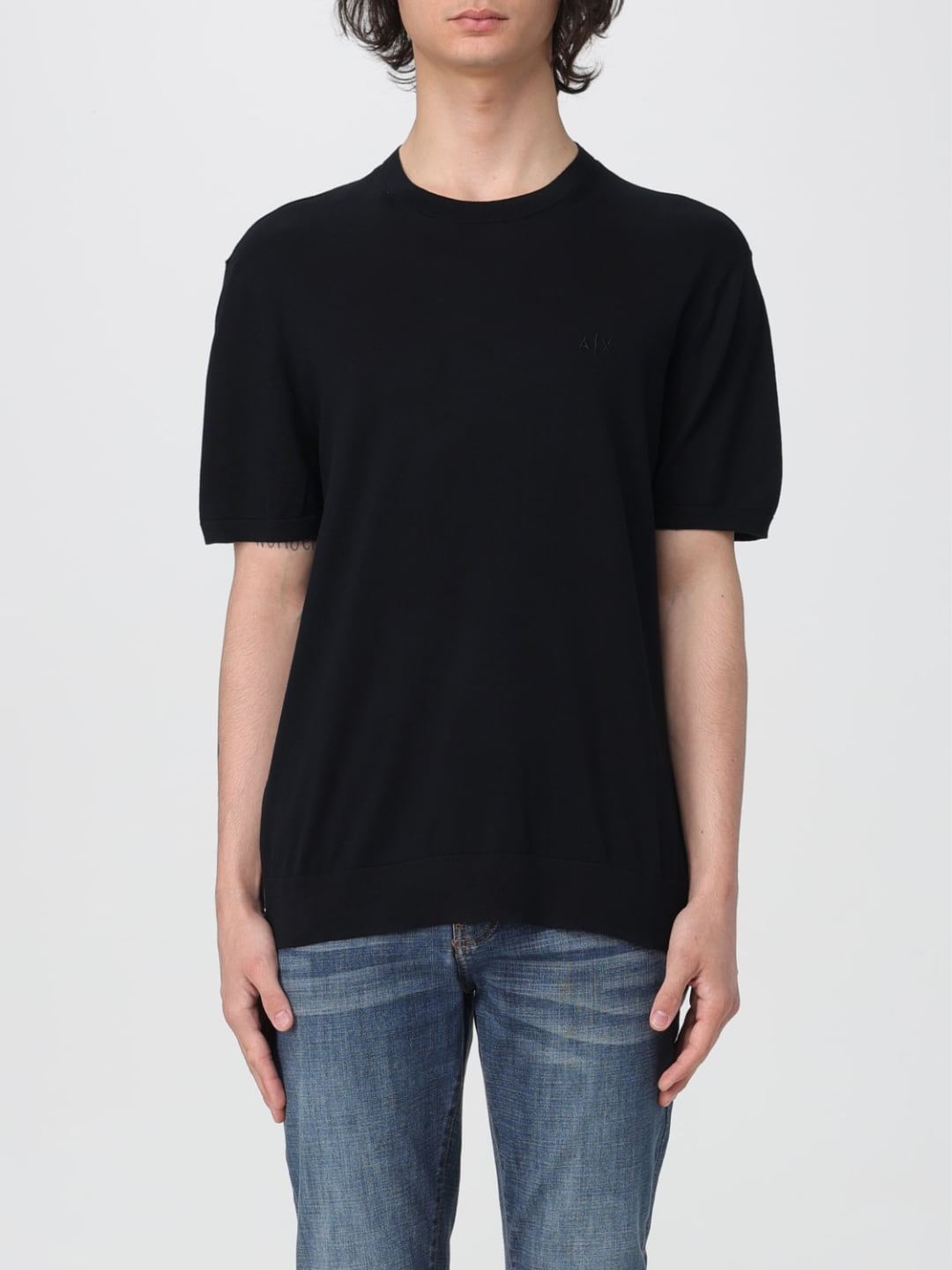 Armani Exchange T-Shirt in maglia di cotone organico Nero