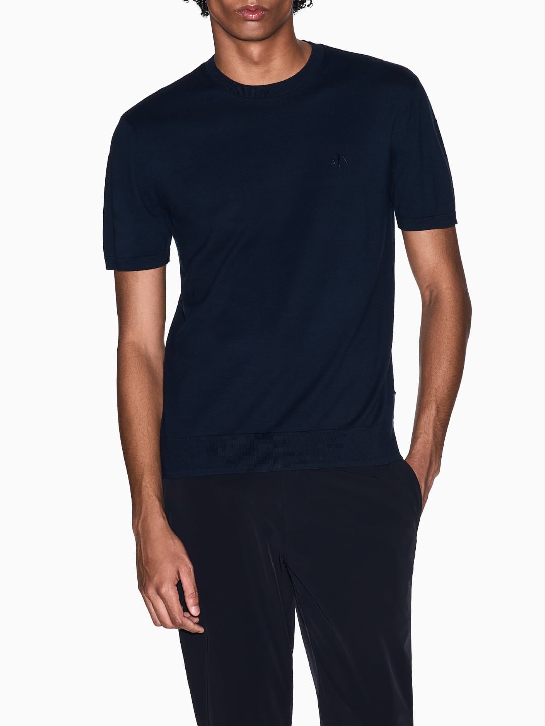 Armani Exchange T-Shirt in maglia di cotone organico Navy