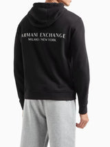 Armani Exchange Felpa Con Cappuccio In Cotone French Terry Con Logo Nero