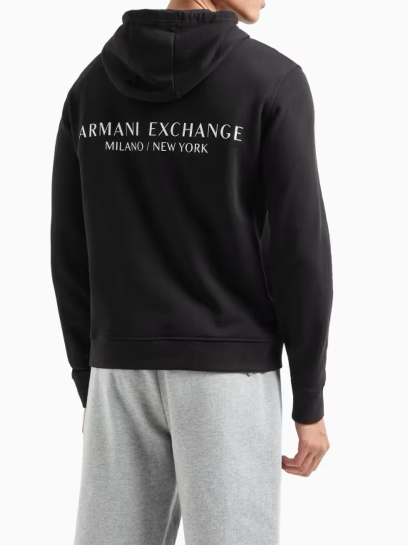 Armani Exchange Felpa Con Cappuccio In Cotone French Terry Con Logo Nero