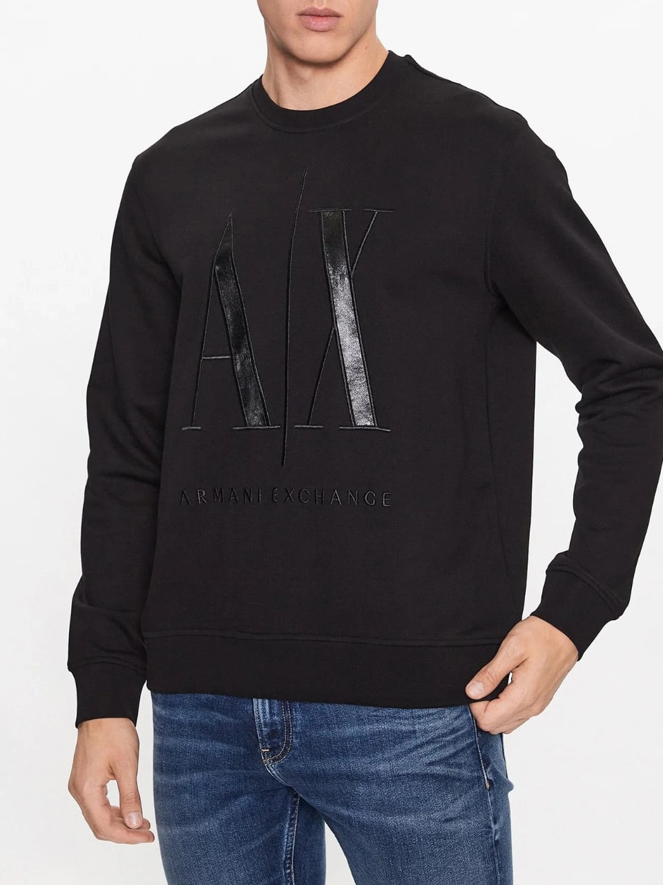 Armani Exchange Felpa con Logo AX Nero