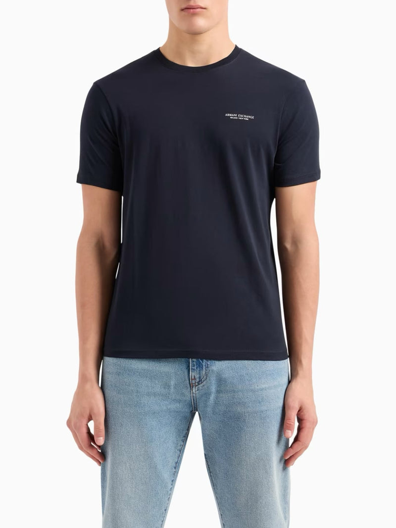 Armani Exchange T-shirt Regular Fit In Jersey Blu Navy