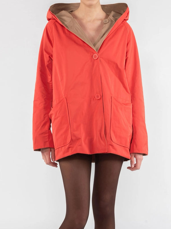 Oof Wear Giacca Reversibile 9411 In Nylon Memory Orange Camel