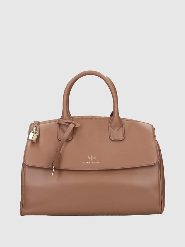 Armani Exchange Borsa A Mano Bauletto Grande Con Lucchetto E Dettagli In Metallo Asv Marrone