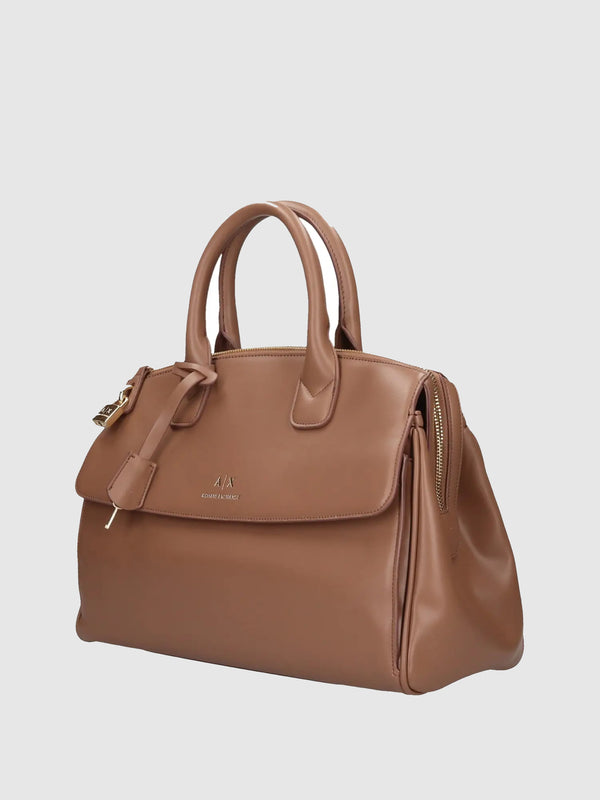 Armani Exchange Borsa A Mano Bauletto Grande Con Lucchetto E Dettagli In Metallo Asv Marrone