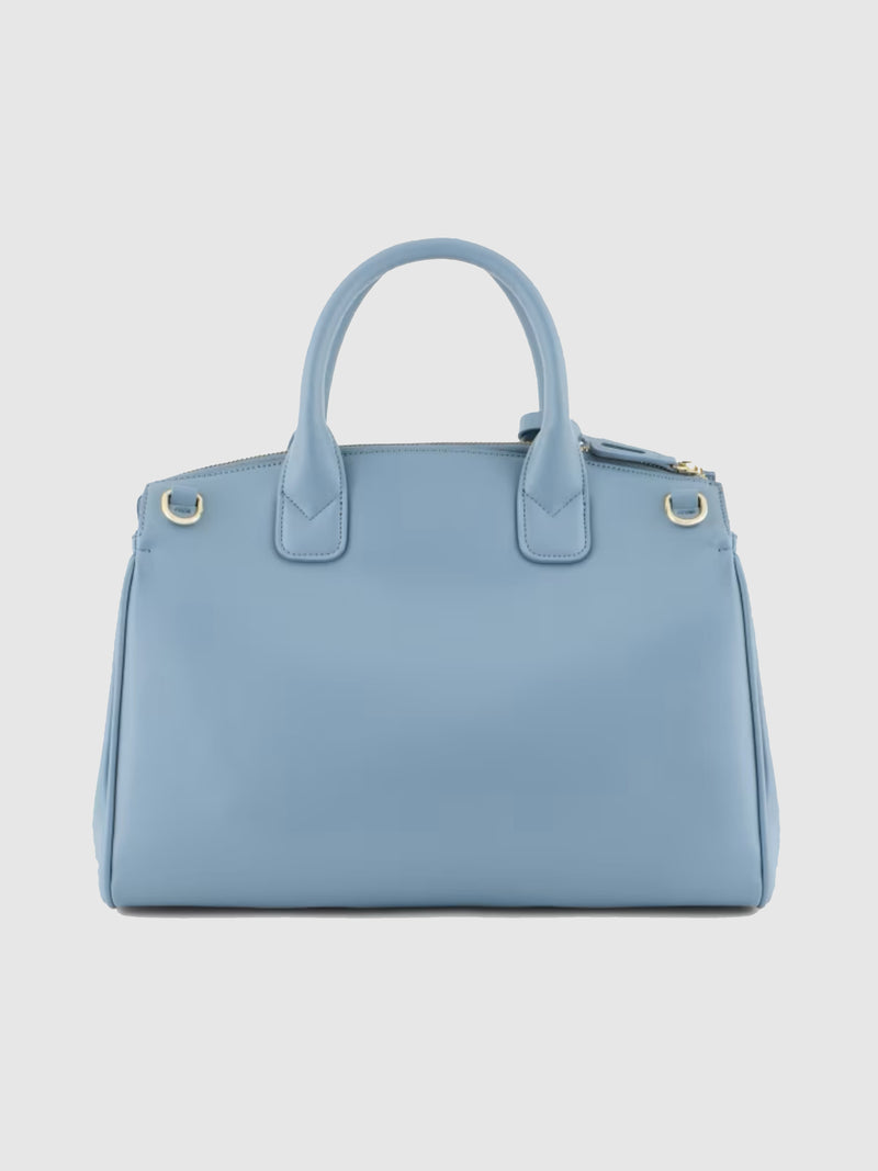 Armani Exchange Borsa A Mano Bauletto Small Con Lucchetto E Dettagli In Metallo Asv Azzurro